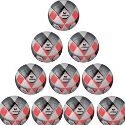 Erima Ballpaket 10x HYBRID Match silber fiery-coral inkl. Ballsack | Größe 5