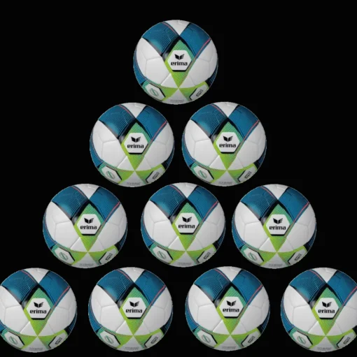 Erima Ballpaket 10x HYBRID Training 2.0 mykonos blue lime inkl. Ballsack | Größe 5