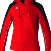 Erima Damen EVO STAR Trainingsjacke mit Kapuze rot schwarz