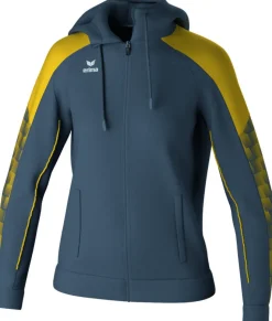 Erima Damen EVO STAR Trainingsjacke mit Kapuze slate grey gelb