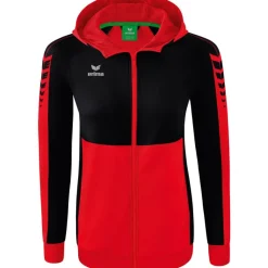 Erima Damen Trainingsjacke mit Kapuze Six Wings rot-schwarz