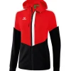 Erima Damen Trainingsjacke mit Kapuze Squad rot-schwarz-weiß
