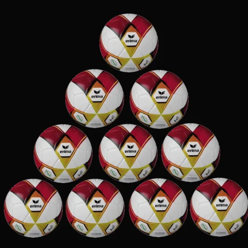 Erima Fußball Ballpaket 10x HYBRID Training 2.0 rot lime inkl. Ballsack | Größe 4