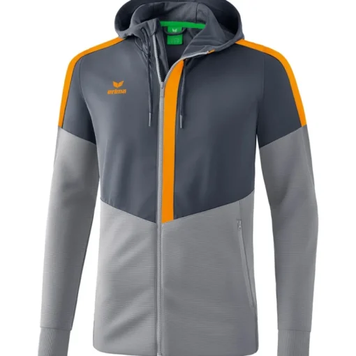 Erima Kinder Trainingsjacke mit Kapuze Squad grau-orange
