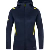 Jako Damen Kapuzenjacke Challenge blau-gelb