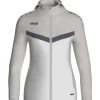 Jako Damen Kapuzenjacke Iconic weiß/soft grey/anthra light