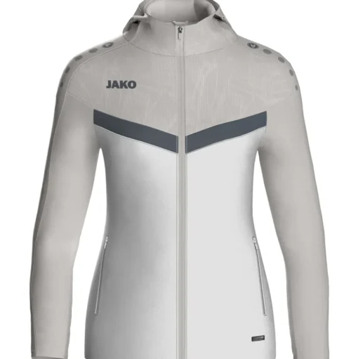 Jako Damen Kapuzenjacke Iconic weiß/soft grey/anthra light