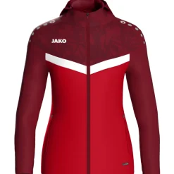 Jako Damen Kapuzenjacke Iconic rot/weinrot