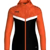 Jako Damen Kapuzenjacke Iconic schwarz/neonorange