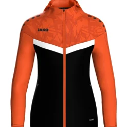 Jako Damen Kapuzenjacke Iconic schwarz/neonorange