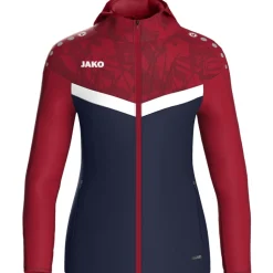 Jako Damen Kapuzenjacke Iconic marine/chili rot