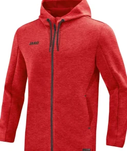 Jako Premium Basics Kapuzenjacke rot meliert