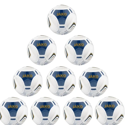 Jako 10x Ballpaket Trainingsball Prestige weiß/navy/gold inkl. Ballsack |  Größe 5
